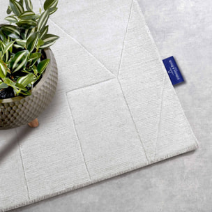 Tapis salon géométrique, relief tissé à la main, design authentique