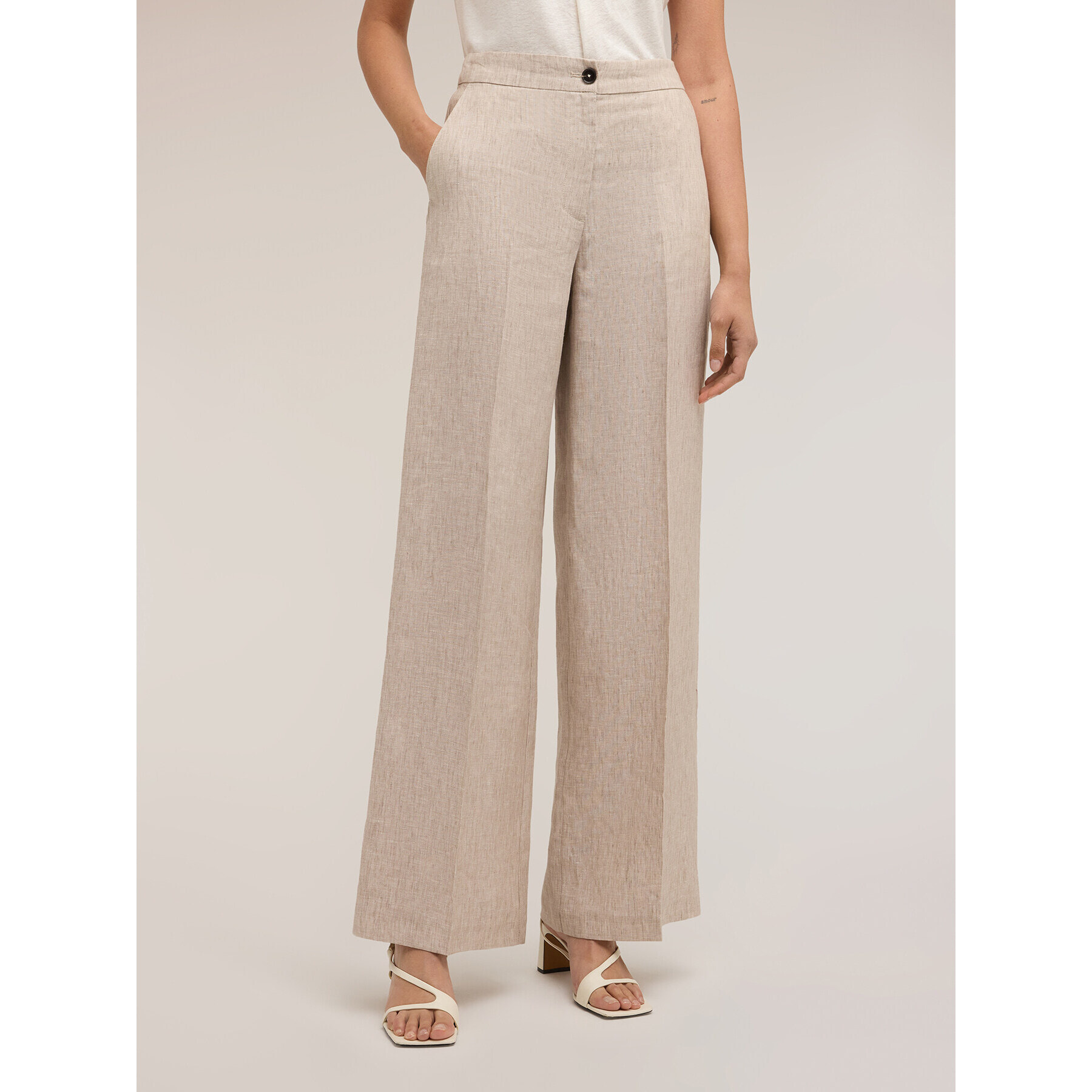 Motivi - Pantalones palazzo de lino - Beige