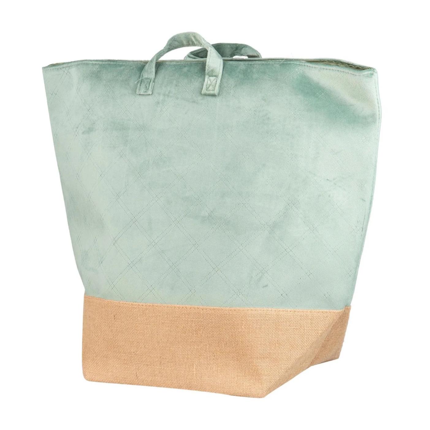 Cesto Ropa Velvet/yute Verde 30x30x50 Cm