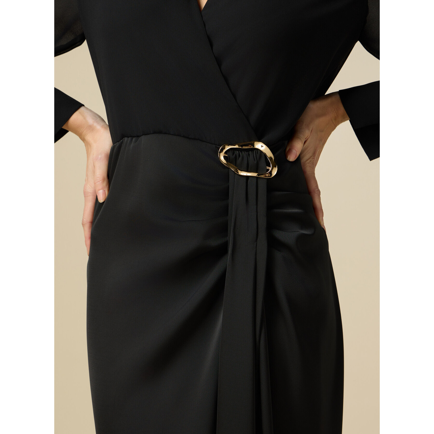 Oltre - Long dress with satin skirt - Negro