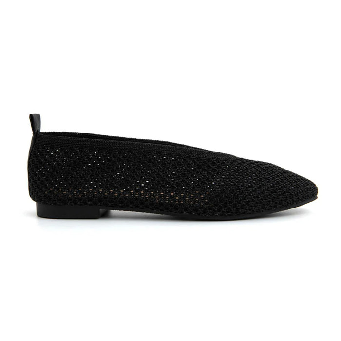 Ballerina square-toe in tessuto intagliato - NERO