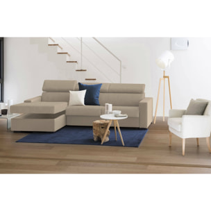 Divano fisso Viviana, Divano ad angolo, 100% Made in Italy, Sofà Soggiorno con chaise longue, in tessuto imbottito - Penisola contenitore Sinistra, con Braccioli standard, Cm 280x95h85