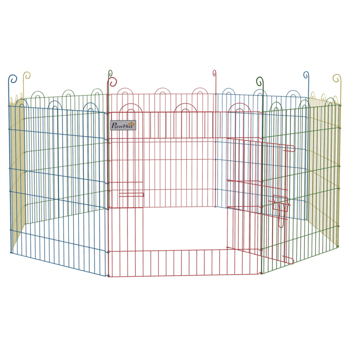 Parc enclos modulable pour chien animaux porte verrouillable 8 panneaux dim. panneau 58L x 60H cm métal multicolore
