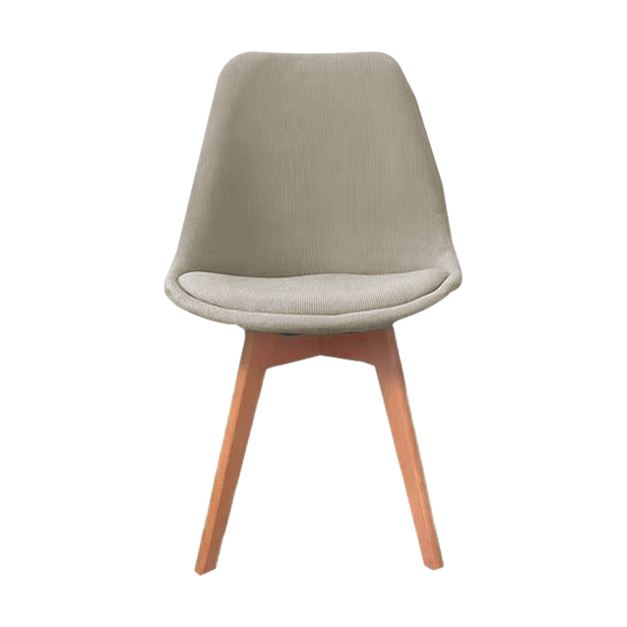 Lot de 4 chaises scandinaves revêtement velours côtelé gris clair. pieds bois de hêtre - Nils