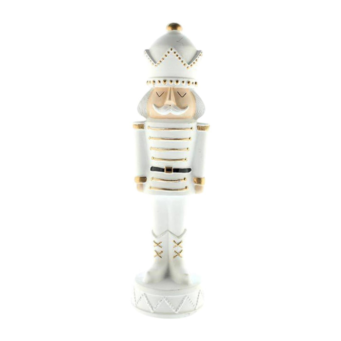 Soldado decorativo de navidad en poliresina blanco de estilo cascanueces h.25cm