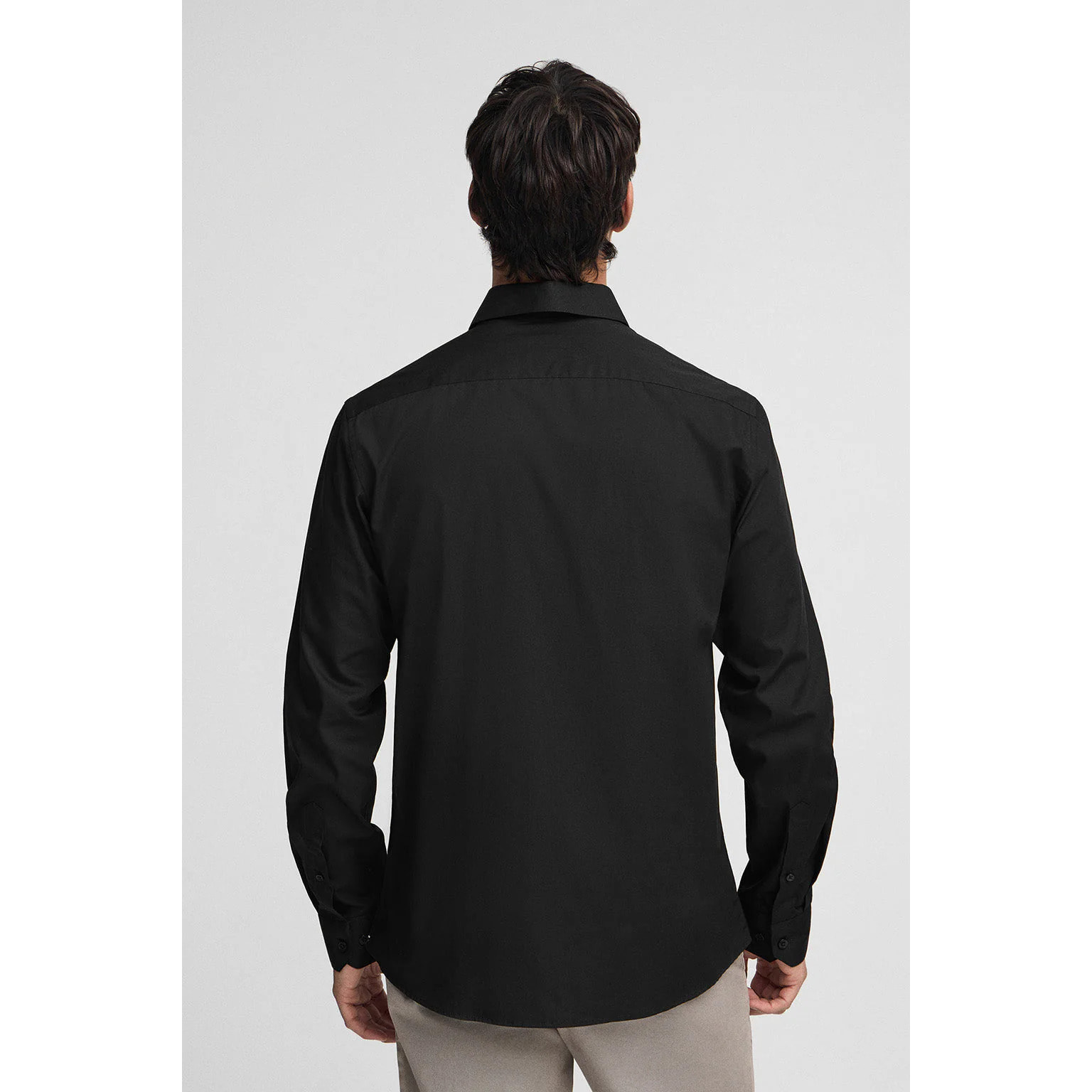 Camisa negra de poplin y corte slim con logo Rigby Go