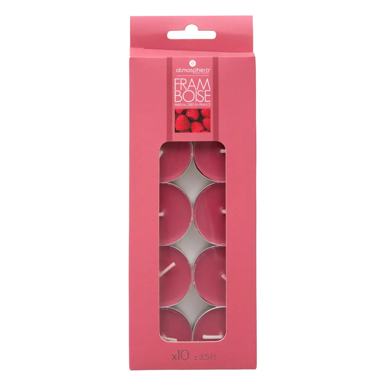 Lot de 10 bougies parfumées framboise 150g