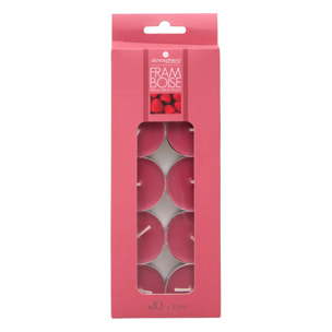 Lot de 10 bougies parfumées framboise 150g