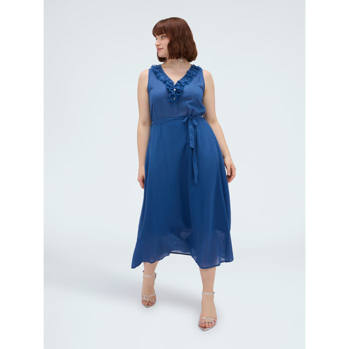Fiorella Rubino - Vestido Free con volantes - Azul