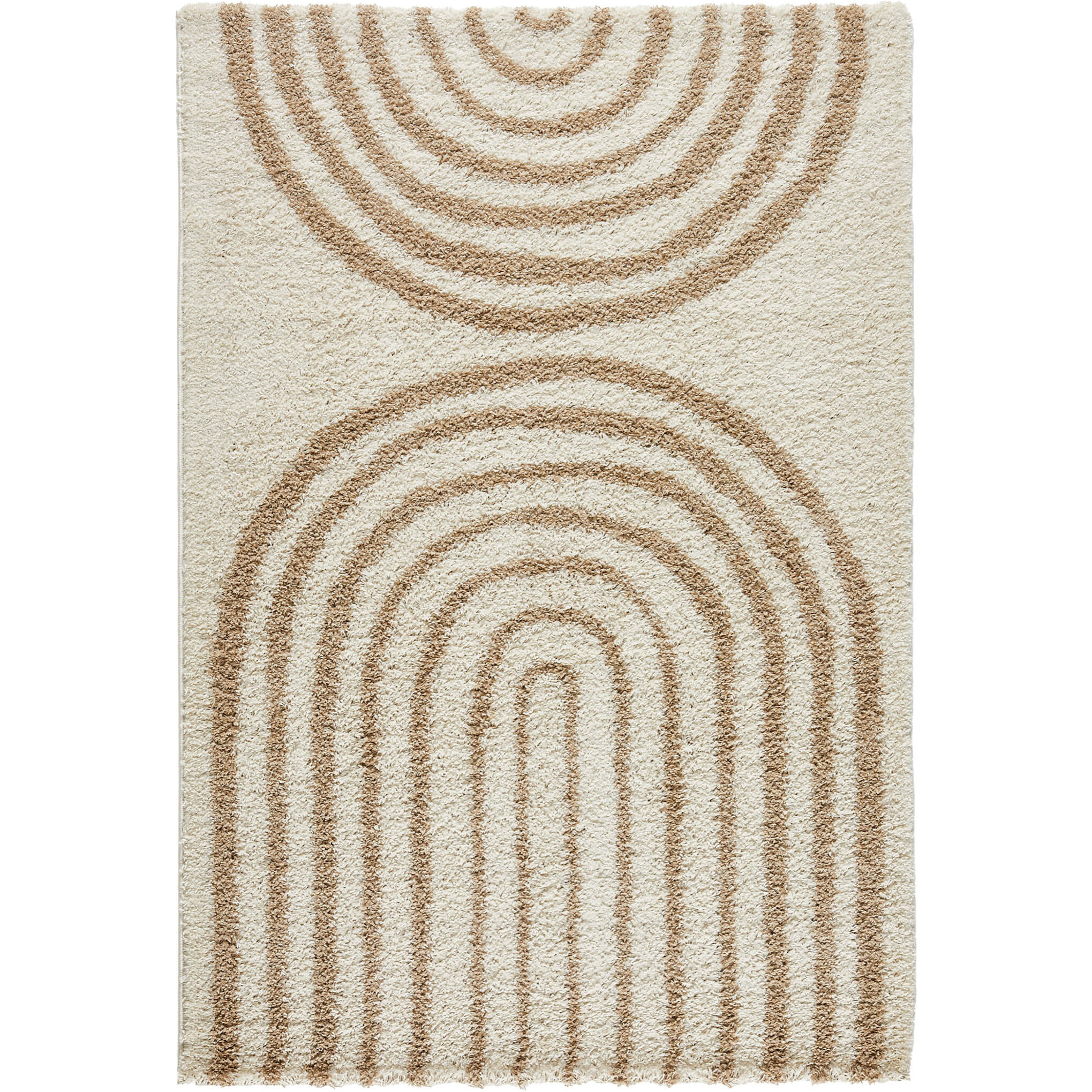 OLYMPE - Tapis shagy à poils long à motif arc - Beige