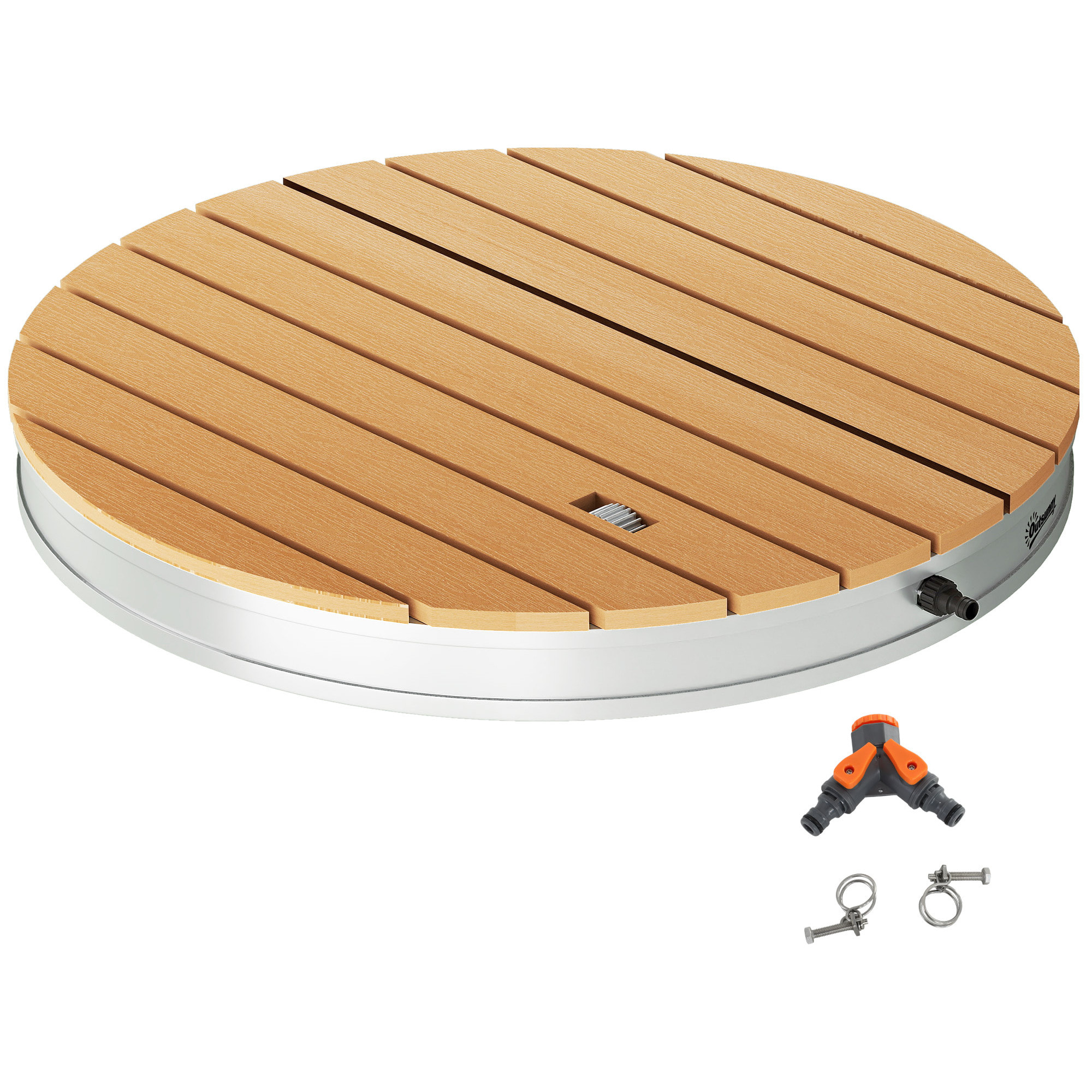 Kit de Ducha de Jardín Portátil Ducha Exterior de Suelo Altura Ajustable hasta 4 m Estructura de Aluminio Resistente al Agua a los Rayos UV y a Las Heladas para Camping Piscina Playa