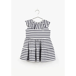 Abito da bambina con volant a righe  navy