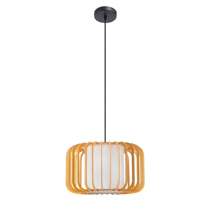 FORLIGHT Viva lampara colgante en negro y madera clara para bombilla E27