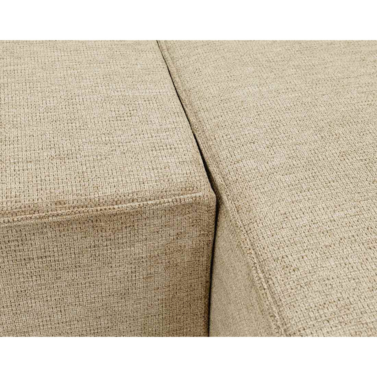 Cezanne - Canapé panoramique en U 7 places convertible avec coffre en tissu texturé - Beige