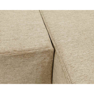 Cezanne - Canapé panoramique en U 7 places convertible avec coffre en tissu texturé - Beige