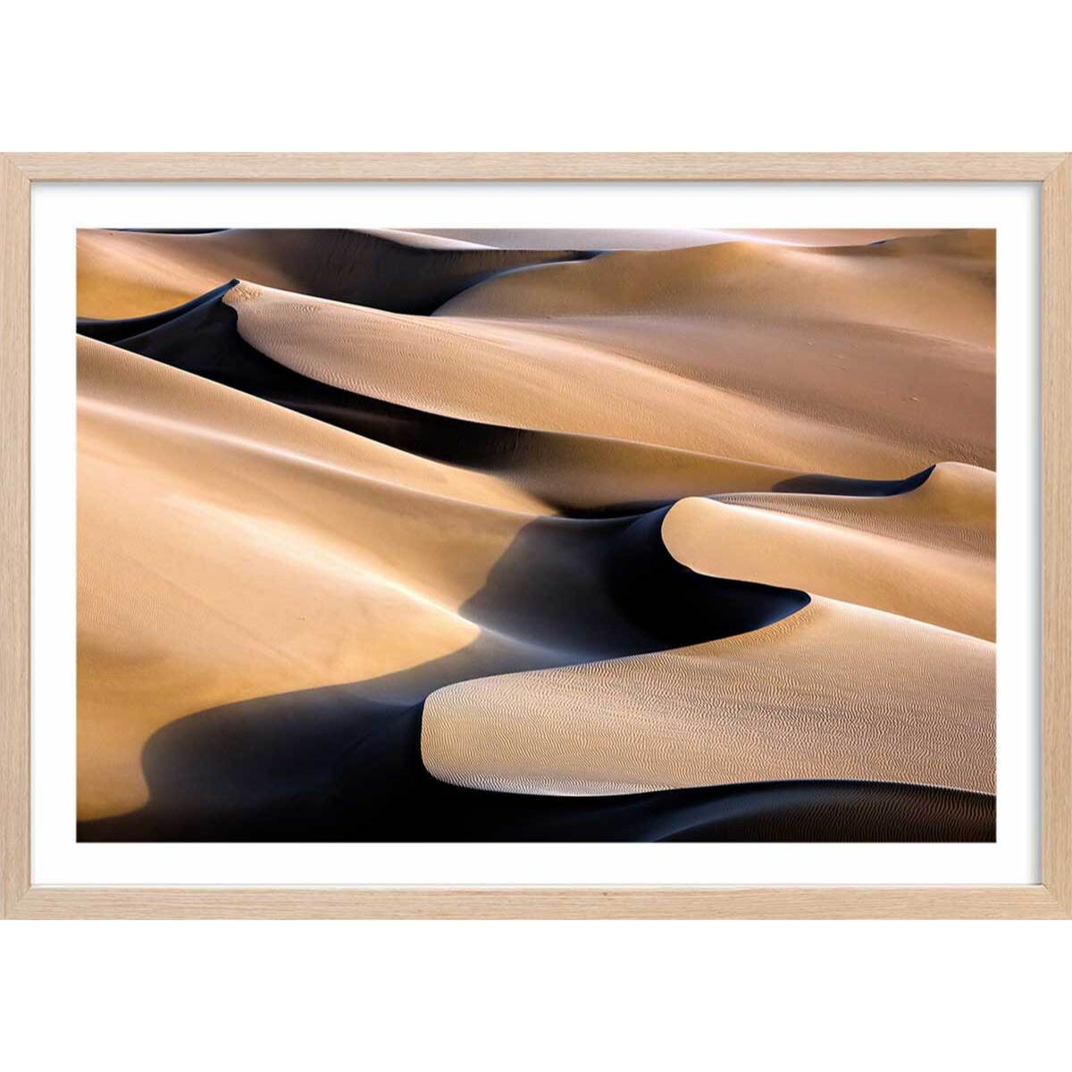 Affiche Vagues de sable Affiche + cadre en bois - Chêne