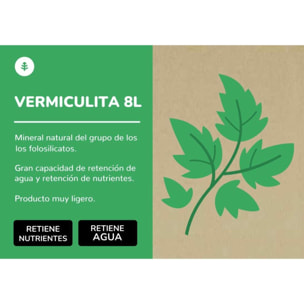 PLANETA HUERTO | Vermiculita 8 Litros – Sustrato Ecológico para Jardinería con Alta Retención de Agua y Nutrientes