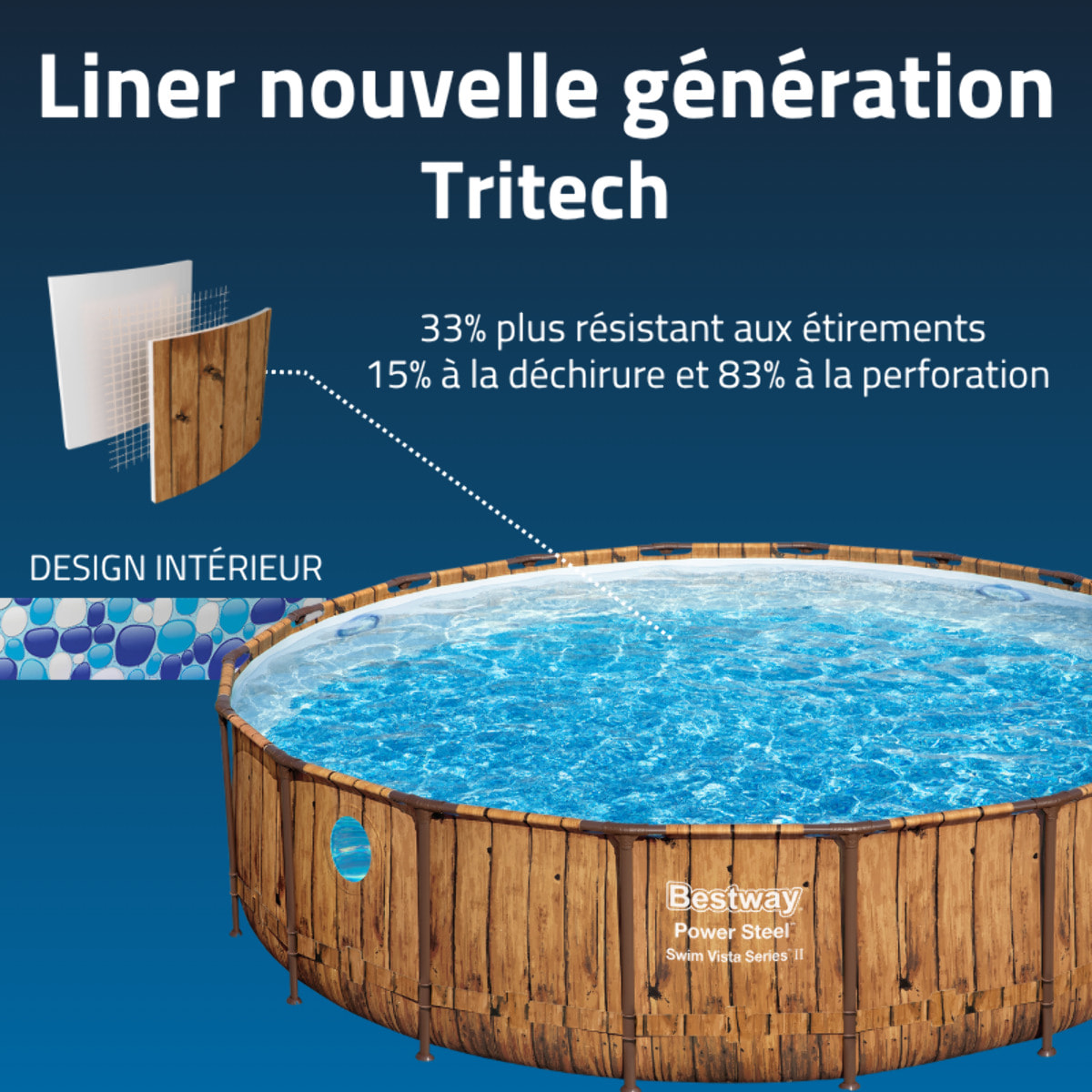 Bestway Piscine hors sol tubulaire ronde Bestway Power Steel Swim Vista 549 x 122 cm décor bois