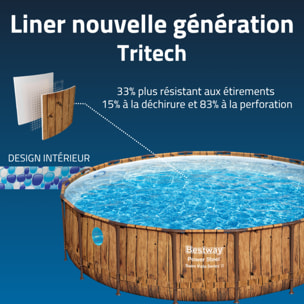 Bestway Piscine hors sol tubulaire ronde Bestway Power Steel Swim Vista 549 x 122 cm décor bois