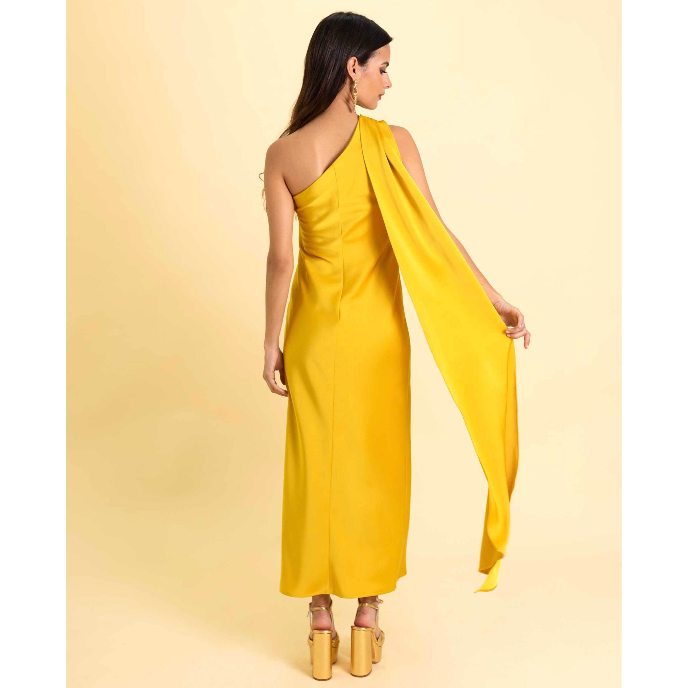 Vestido midi asimétrico con lazada