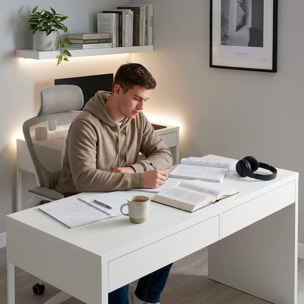 Scrivania Ufficio Home Office Studio Design Moderno Tavolo Lavoro Computer Cassetti Arredo Casa Professionale Ampia Superficie 138 x 50 x 75 Cm Bianco