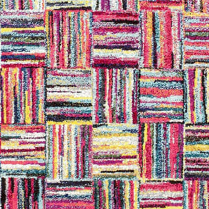 Tapis Jehu aux motifs géométriques destructurés multicolores