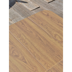 IBARRA - Salon bas de jardin 5 pl en aluminium imitation bois et corde tissée