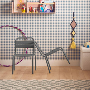 Salon de jardin enfant. lot de 2 chaises en métal anthracite pour enfant