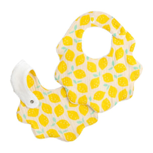 Lot de 2 bavoirs en gaze de coton imprimé citron