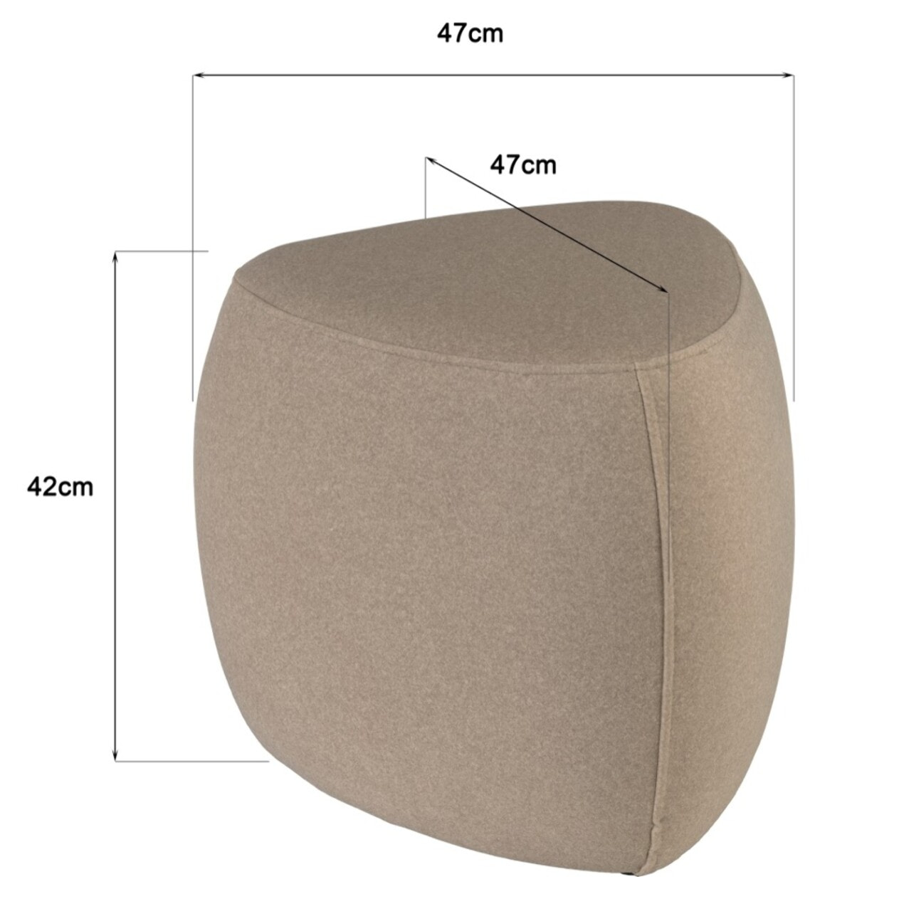 LEOPOLD - Pouf forme galet n°1 en tissu effet velours beige foncé