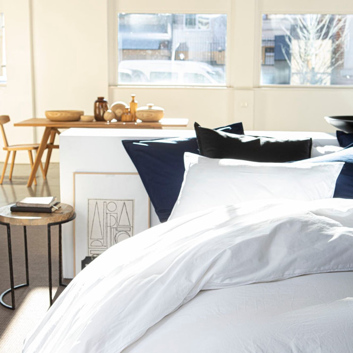 Housse De Couette 100% percale Coton lavé 80fils Blanc