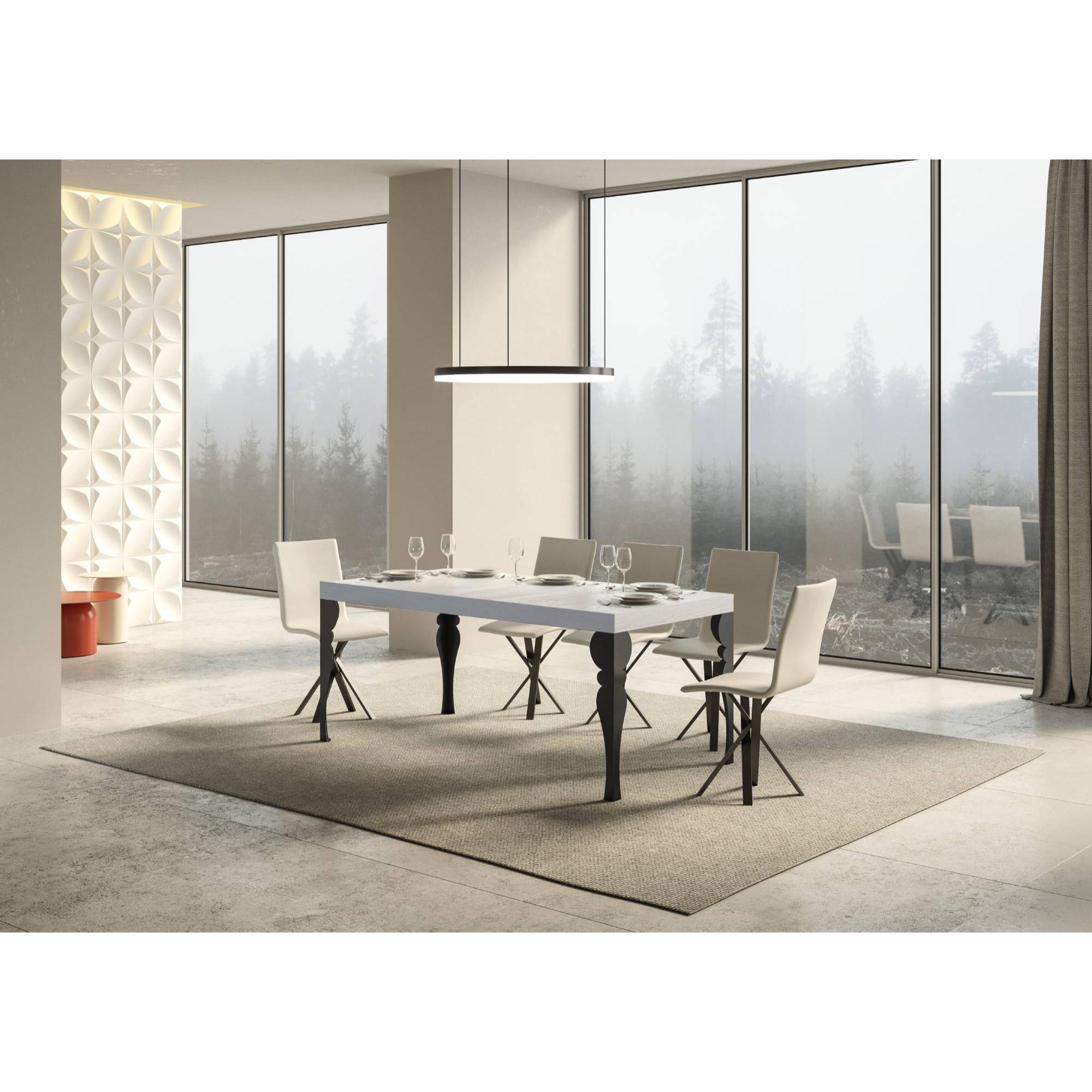 Mesa extensible 90x180/440 cm Paxon Fresno Blanco estructura Antracita