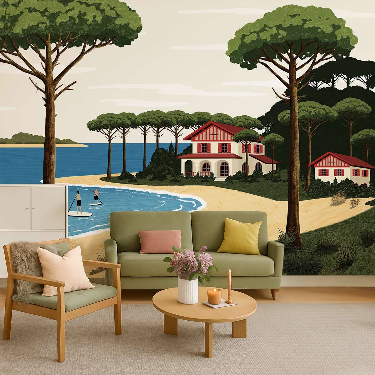 Papier peint panoramique Hossegor lac  Intissé