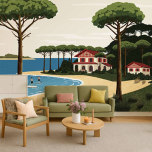 Papier peint panoramique Hossegor lac  Intissé