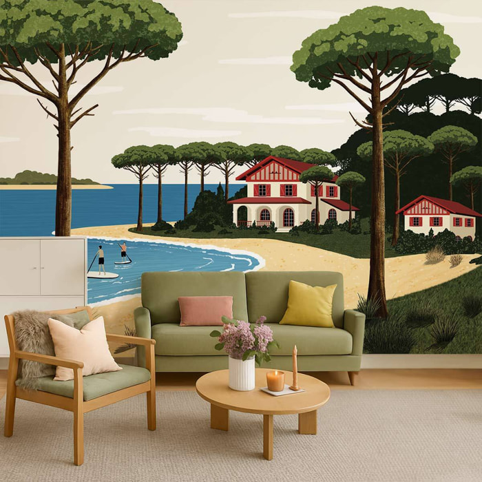 Papier peint panoramique Hossegor lac  Intissé