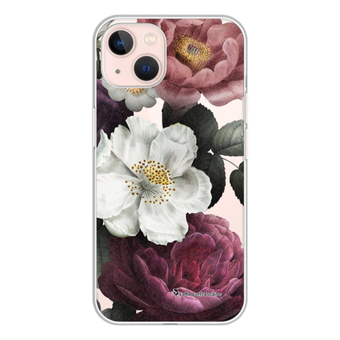 Coque iPhone 13 silicone transparente Fleurs roses ultra resistant Protection housse Motif Ecriture Tendance La Coque Francaise