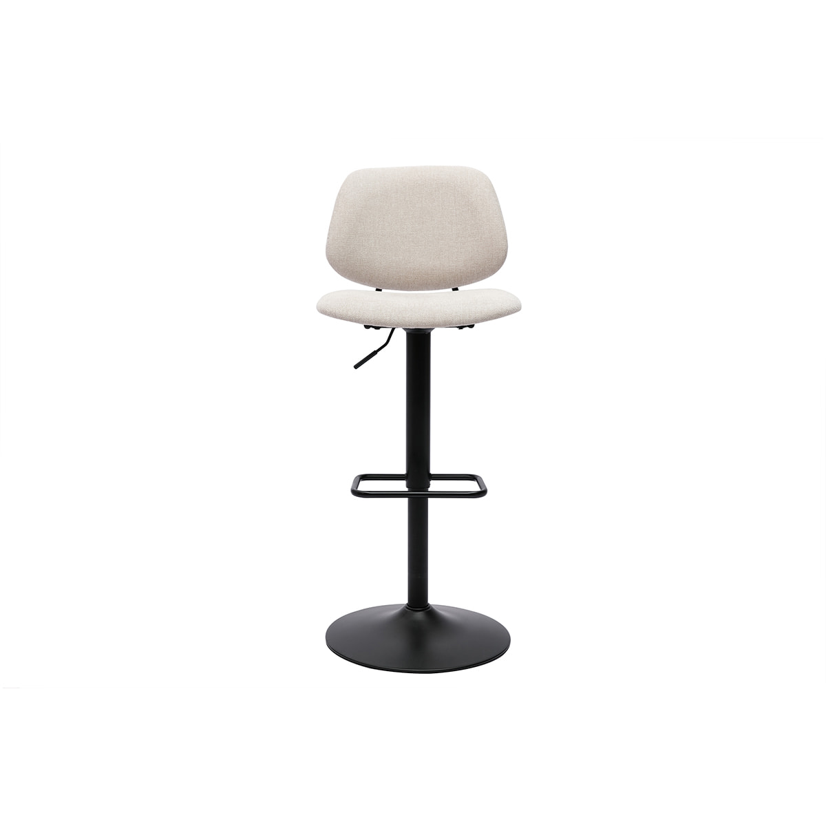 Tabourets de bar relevables design en tissu effet velours beige et métal noir BARNET (lot de 2)