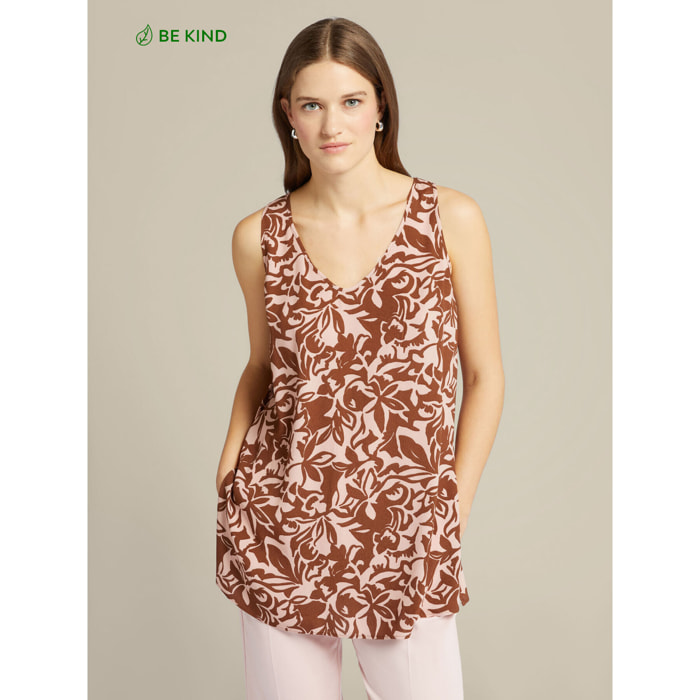 Elena Mirò - Top estampado de viscosa ECOVERO™ - Marrón