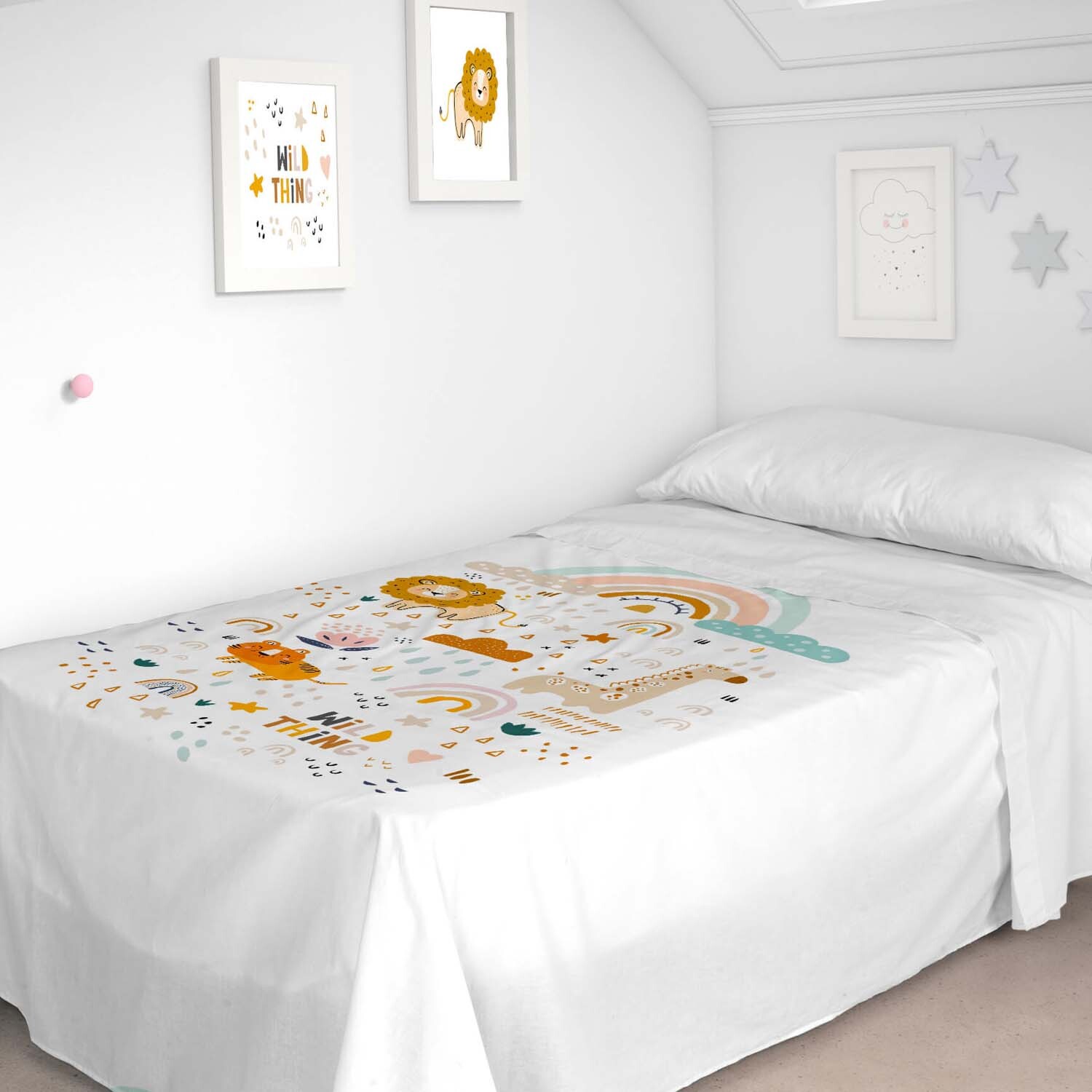 Naturals - Juego de Sábanas Estampadas - Incluye 1 Funda de Almohada + 1 Sábana Bajera - 100% Algodón - Obini