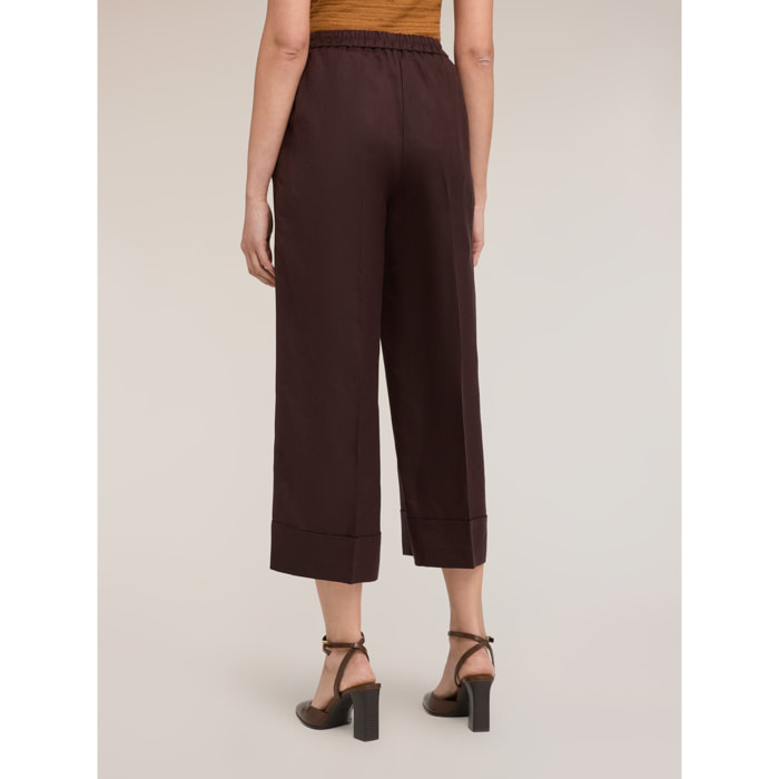 Motivi - Pantaloni cropped in misto lino - Marrone