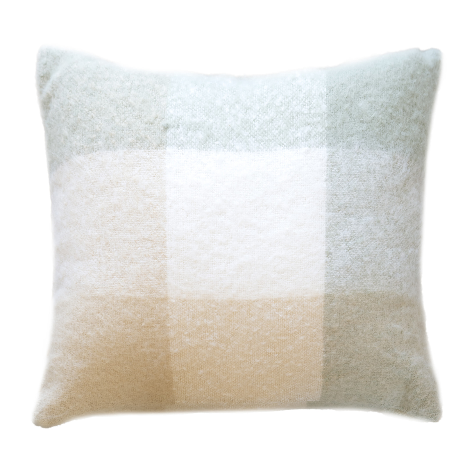 Housse de coussin à carreaux aspect mohair - Vert