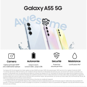 Smartphone SAMSUNG Galaxy A55 Lilas 128Go 5G