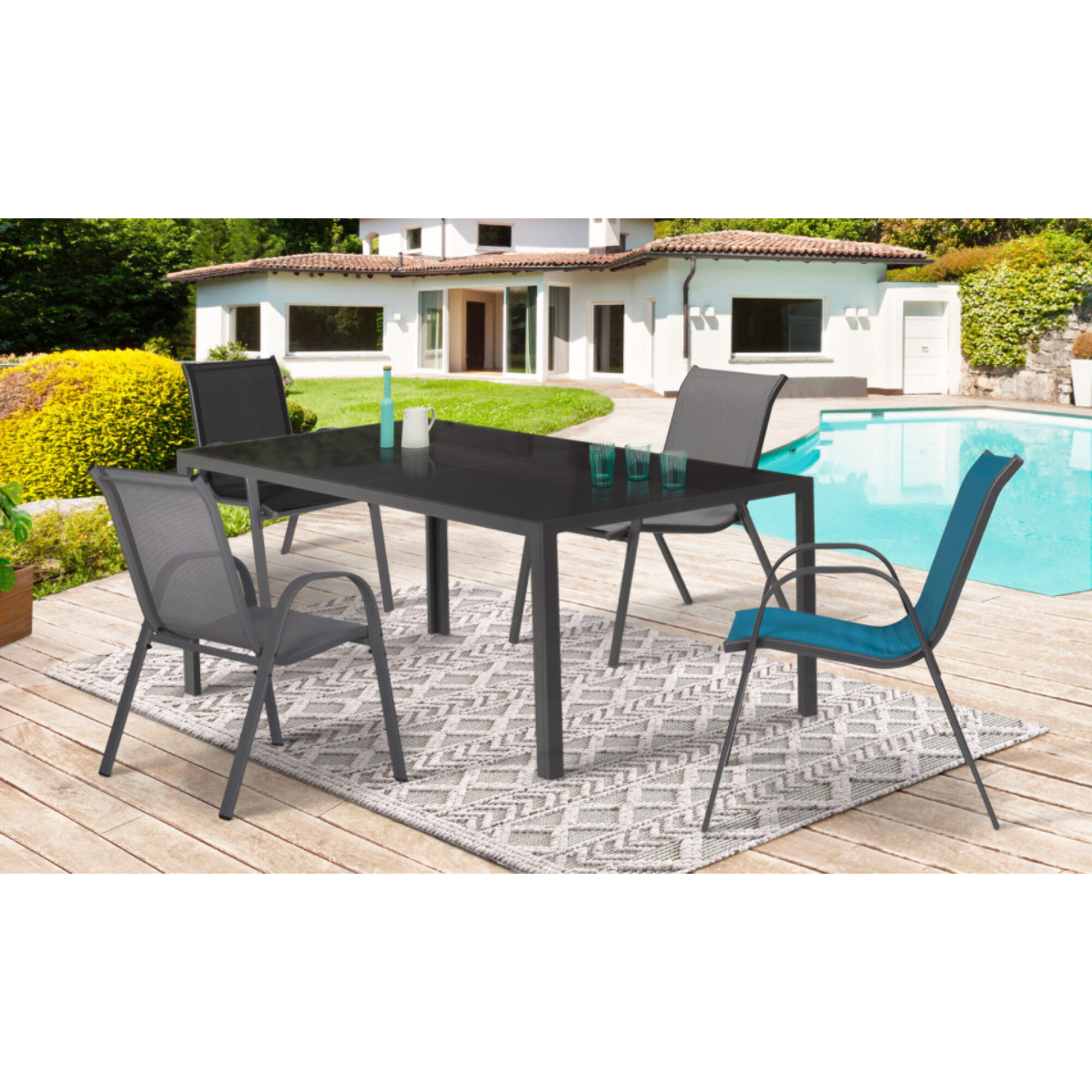 Chaises de jardin - Mix color - gris anthracite, gris clair, bleu, noir