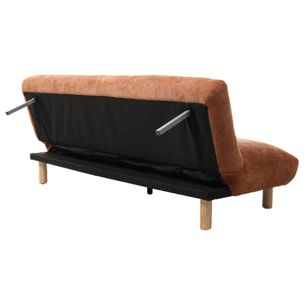 Soan - Banquette 2 places convertible clic-clac en velours texturé - Terracotta