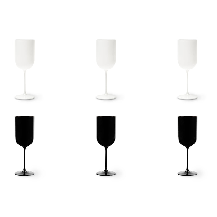 Set de 6 verres à vin Excelsa Nordic, en verre, 30 cl, blanc et noir