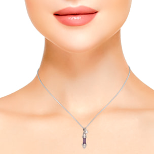 Collar de plata de ley 925 con colgante de piedra natural morada y cierre de resorte.