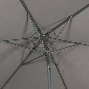 Parasol droit rond Ø300cm - Touquet Gris - mât central en aluminium orientable et manivelle d'ouverture