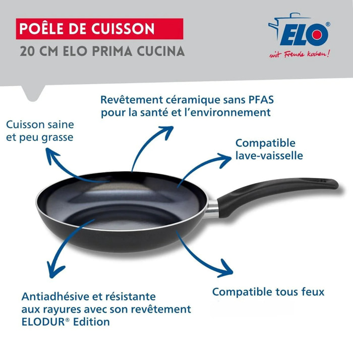 Poêle 20 cm céramique sans PFAS Prima Cucina Elo