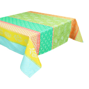 Nappe pur coton motif jacquard multicolore Mille saris kerala
