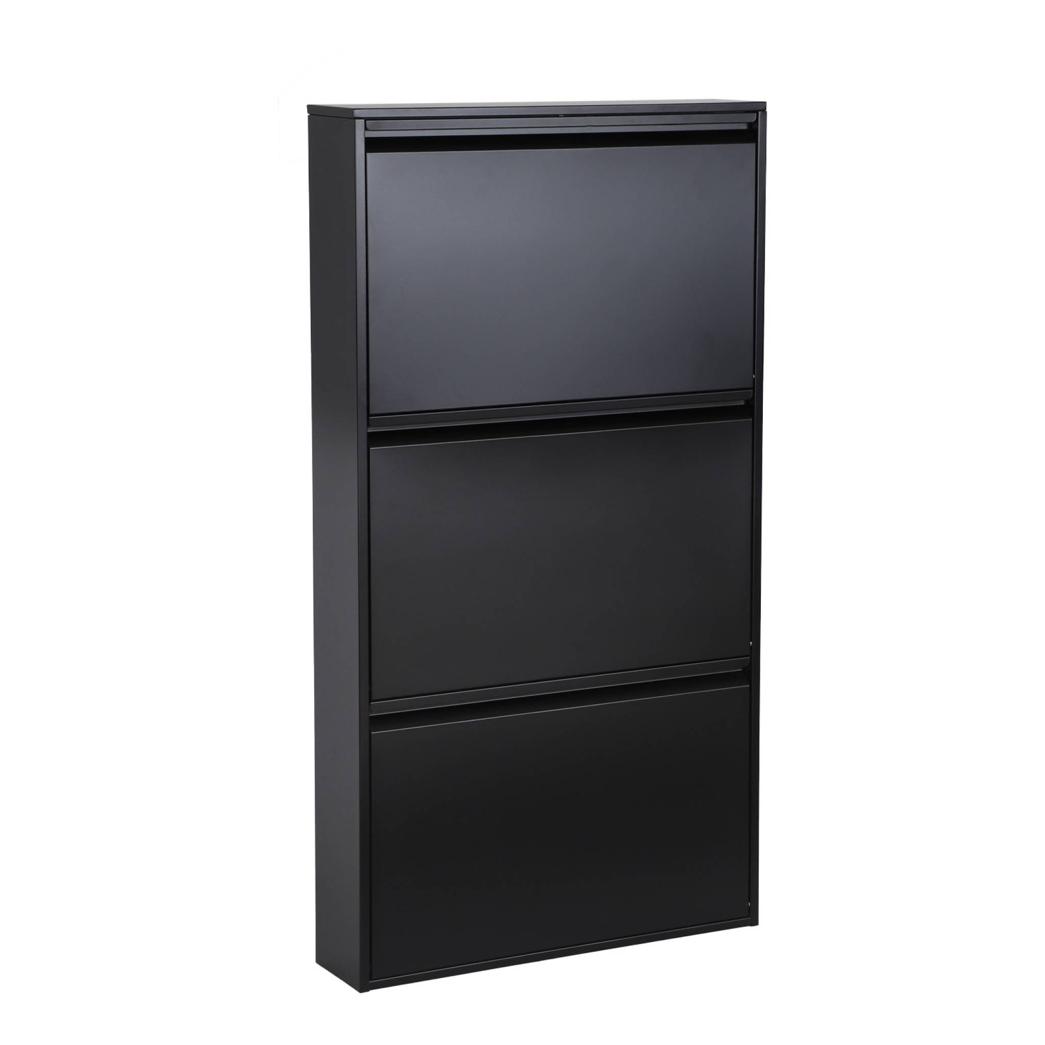 Meuble à chaussures industriel métal noir 3 tiroirs. 15 paires. L 65.5 x P 15.2 x H 123cm - Kentucky